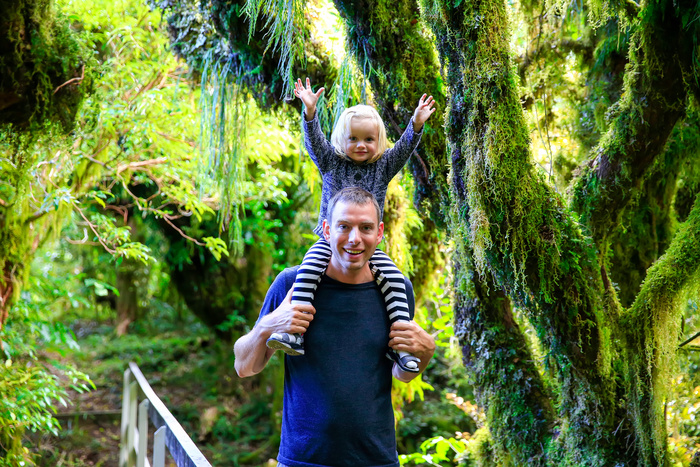 Father and daughter in New Zealand bush